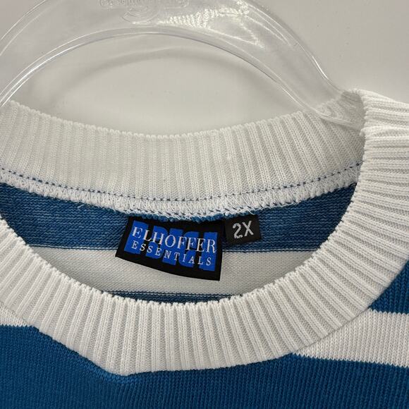 ELHOFFER Nautical Crop Fitted Knit Tank Size 2X US L Crew Neck Sailor Stripe USA - Picture 2 of 8